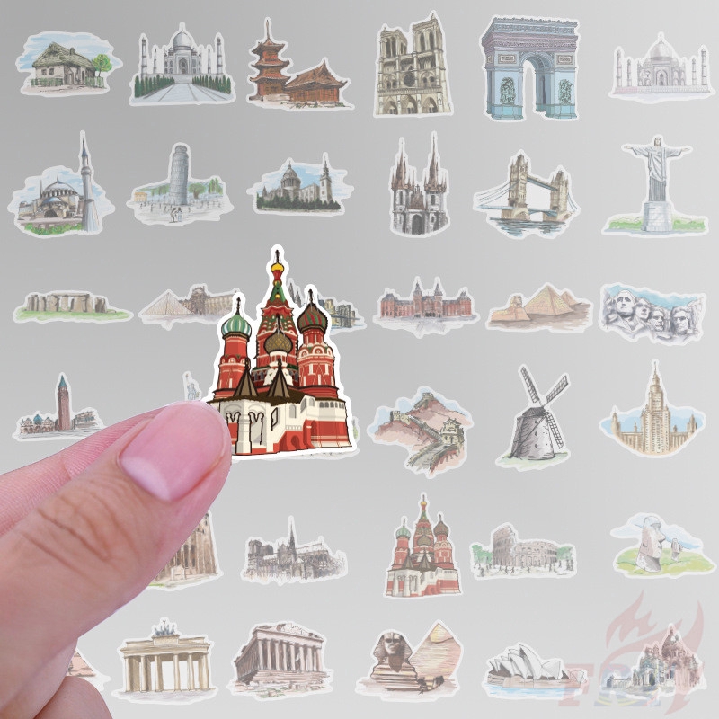 ❉ World Famous Tourist Attractions Giấy và decal dán tường ❉ 40Pcs/Set DIY Decals Stickers for Diary Laptop Scrapbooks