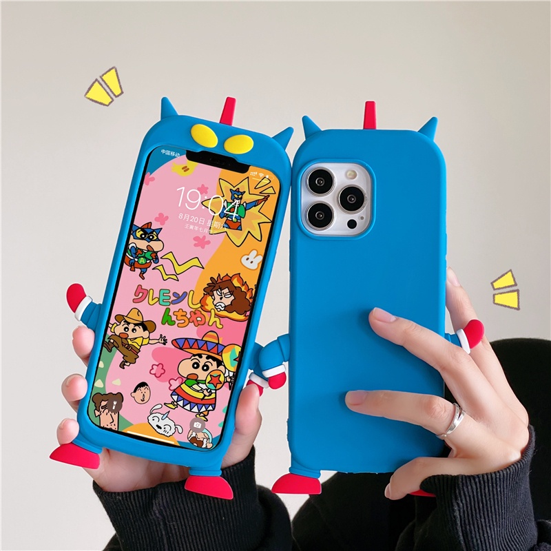 Ốp lưng chống sốc màu xanh dương cho iphone 13 pro 12 pro max đế silicon mềm cho iphone 11 pro max xr x / xs Ốp lưng điện thoại hoạt hình Crayon Shin-chan