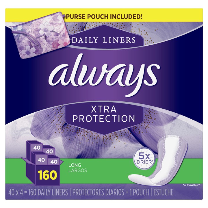 Băng vệ sinh Always Xtra Protection Long Daily Liners, 160 miếng