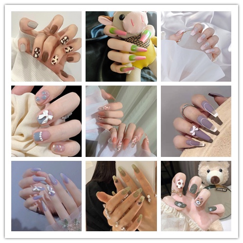 Bộ 24 Miếng Dán Móng Tay Giả Họa Tiết Bướm Hiệu Ứng Gradient Chống Thấm Nước Kèm Keo 18 Kiểu