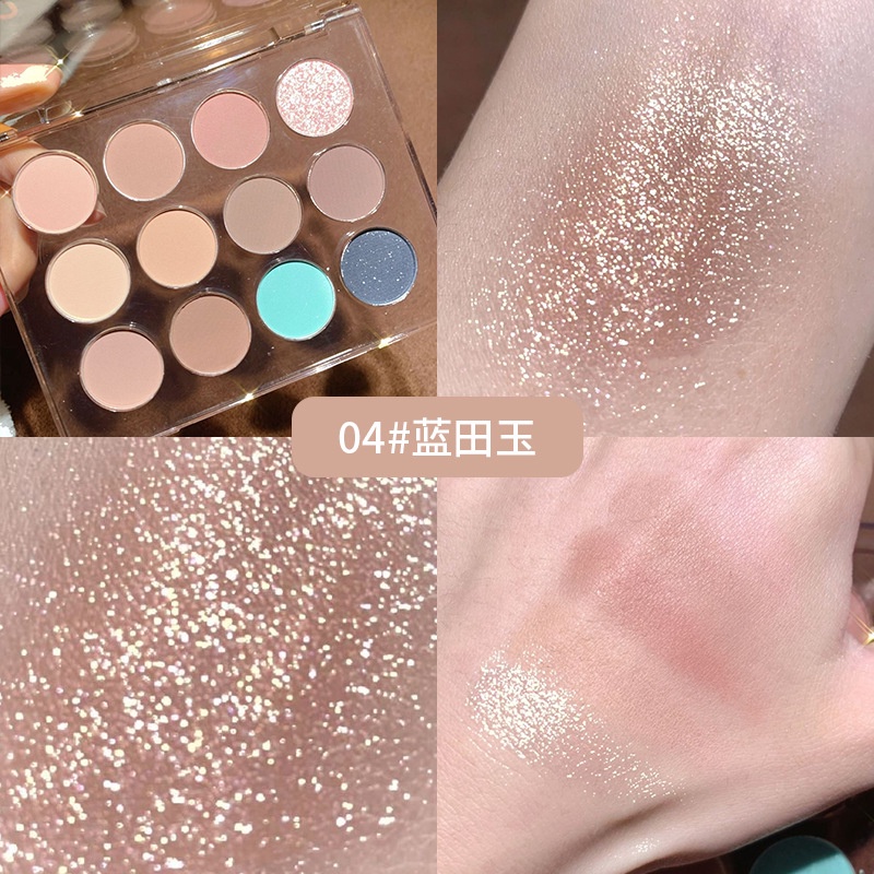 Bảng Phấn Mắt 12 Màu Sắc Tông Lì Trang Điểm Sân Khấu Chống Thấm Nước NO.092