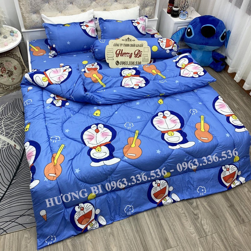 Bộ Drap Chăn Phao Cao Cấp 100% Chất Liệu Poly Cotton Mềm Mịn & Thoáng Khí [ Mua Chăn Ga Gối Tặng Ôm ] - Doremon Đàn