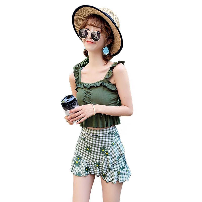 Bộ Đồ Bơi In Họa Tiết Lá Cây Phong Cách Hàn Quốc Cho Nữ | BigBuy360 - bigbuy360.vn