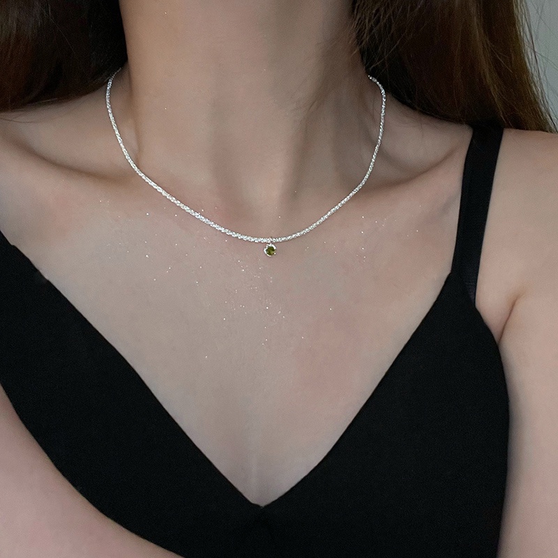 Vòng cổ Bạc Đính Kim Cương Lấp Lánh Thời Trang Hàn Quốc Cho Nữ