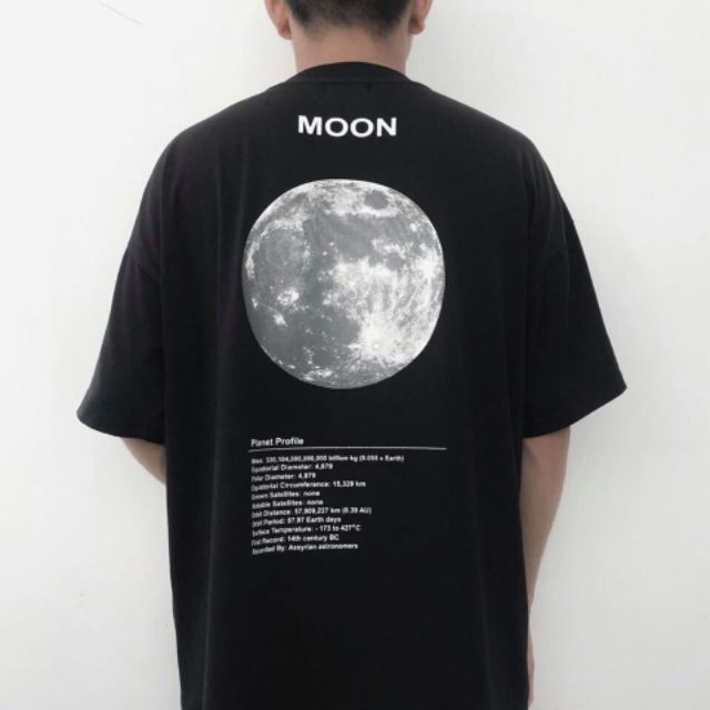 (Rẻ vô địch) Áo thun tay lỡ moon đen