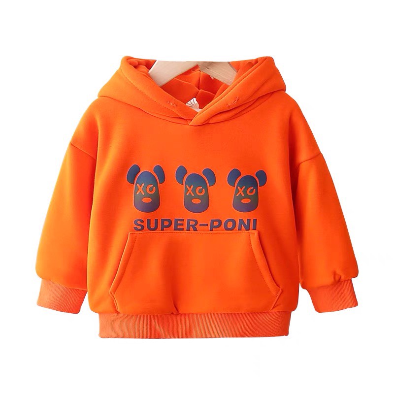 Áo hoodie nỉ bé trai Con Xinh phom rộng phản quang 7 màu 3 CHÚ GẤU,thời trang thu đông dành cho trẻ em từ 4 đến 10 tuổi