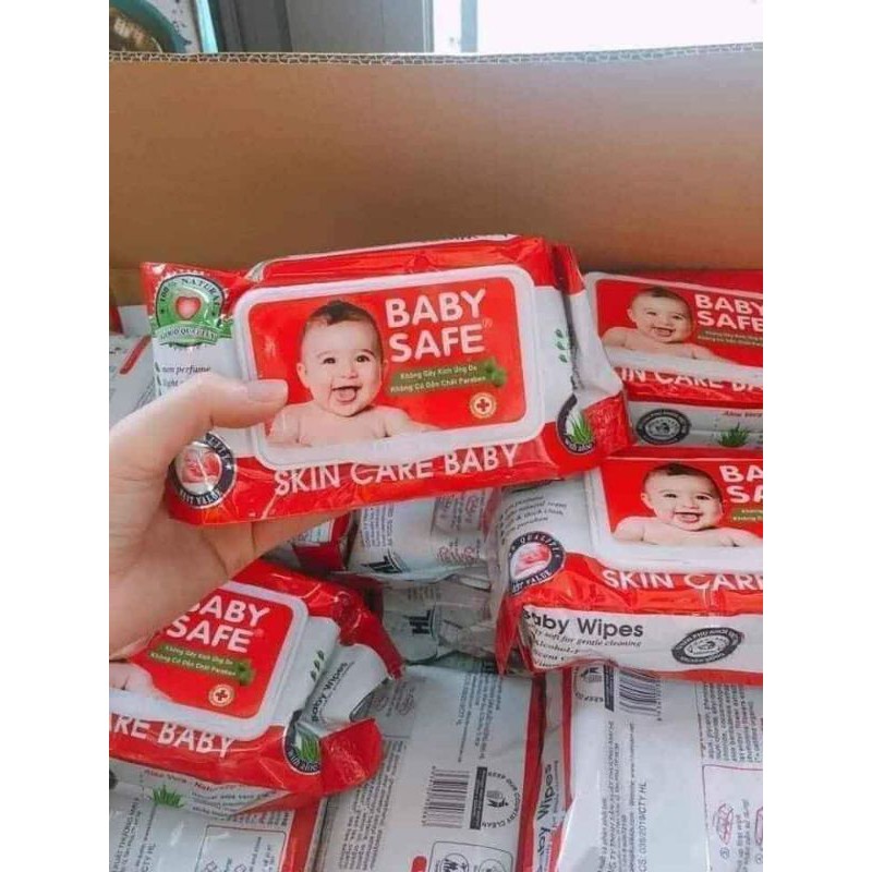 Khăn ướt an toàn cho bé BABY SAFE/BABY WIPES - không mùi & có mùi 80g/gói.