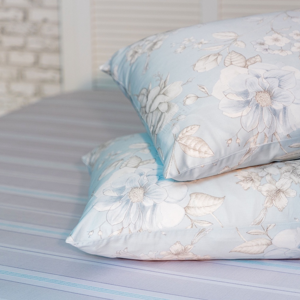 Bộ Ga Giường  Gồm 1 Ga Giường và 2 Vỏ gối nằm FLOWERA Màu Xanh Dương Nhạt Index Living Mall Nhập Khẩu Thái Lan