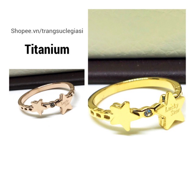 Nhẫn titan 2 ngôi sao lucky không đen