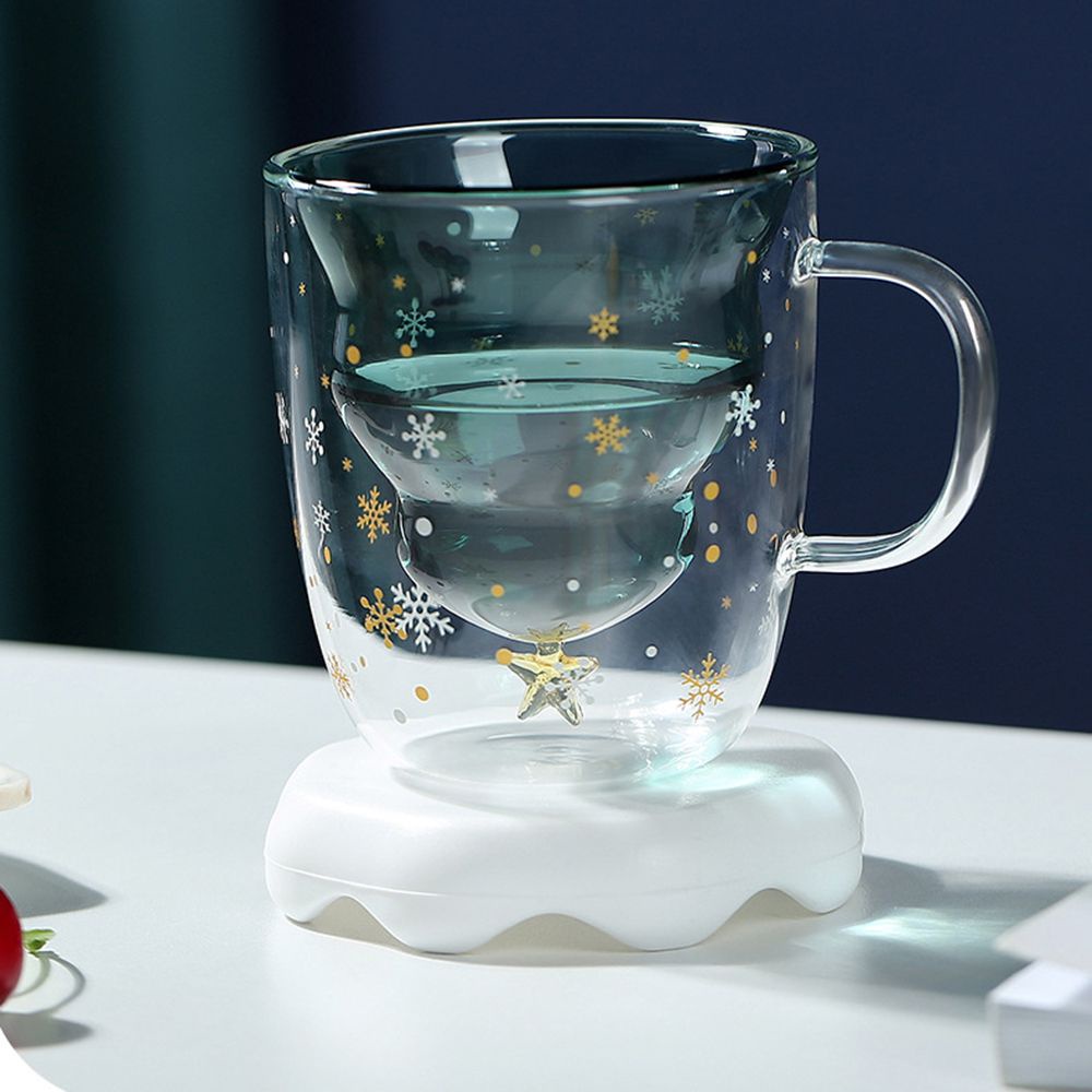 Cốc thủy tinh trong suốt chịu nhiệt trang trí họa tiết Giáng Sinh đáng yêu
