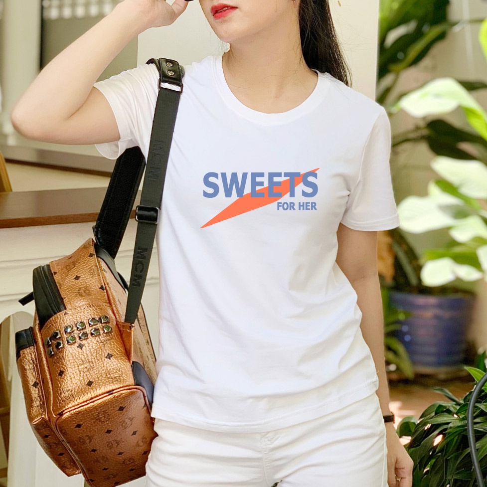 Áo thun nữ TOLI cổ tròn màu trắng in MySelf, 100% cotton 4 chiều mềm mịn, co dãn, form suông cơ bản