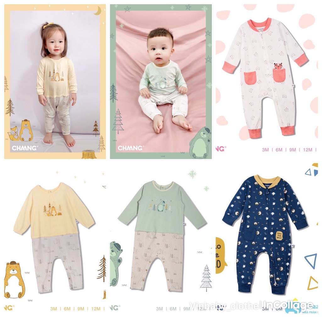 Chaang Bộ body dài tay cho bé trai, bé gái chất cotton dành cho bé từ sơ sinh đến 12 tháng AW2021