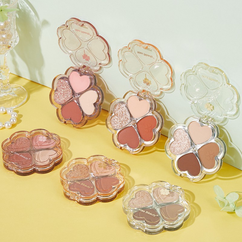 Bảng Phấn Mắt Kiss Beauty 4 Màu Tông Kim Tuyến Chống Nước 87219