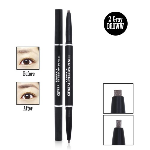 Chì kẻ mày 2 đầu Beauskin Eyebrow Crystal Eyebrow Pencil #05 Gray Brown - Hàng chính hãng