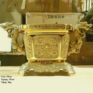 Bát Hương vuông Tay Rồng Bằng Đồng (2 cỡ)