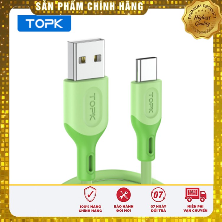 Cáp Sạc Micro Usb Type C Topk An84 Làm Bằng Tpe Silicone Mềm