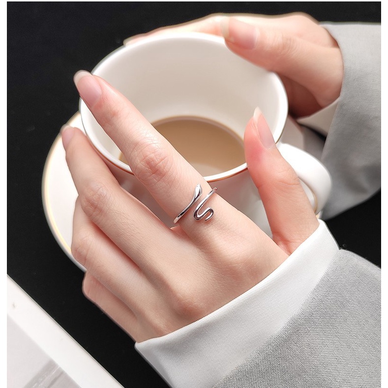 Nhẫn Hình Rắn Thiết Kế Hở Tùy Chỉnh Phong Cách Hàn Quốc Thanh Lịch Cho Nữ