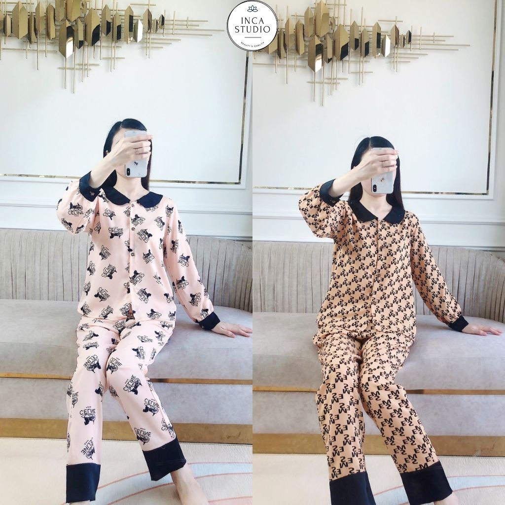 (Xả kho Loai 1- Có size) Đồ ngủ Pyjama lụa Mango cao cấp INCA 16- Chất Lụa thoáng mát, họa tiết siêu xinh