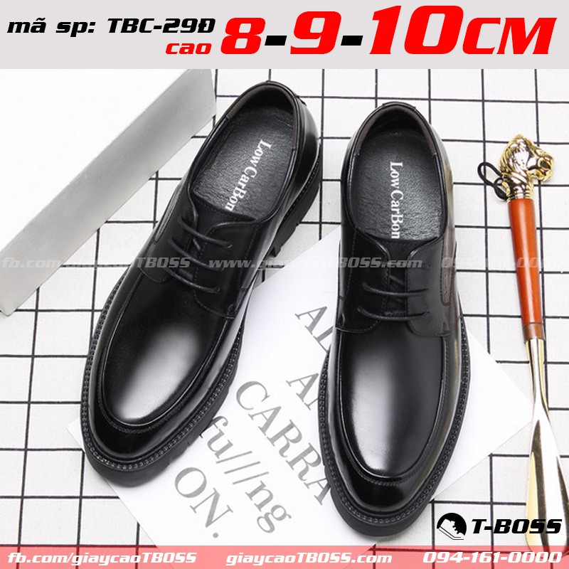 Giày Công Sở độn đế t-Boss cao 8cm - 9cm - 10cm, Da bò cao cấp; TBC-29Đ