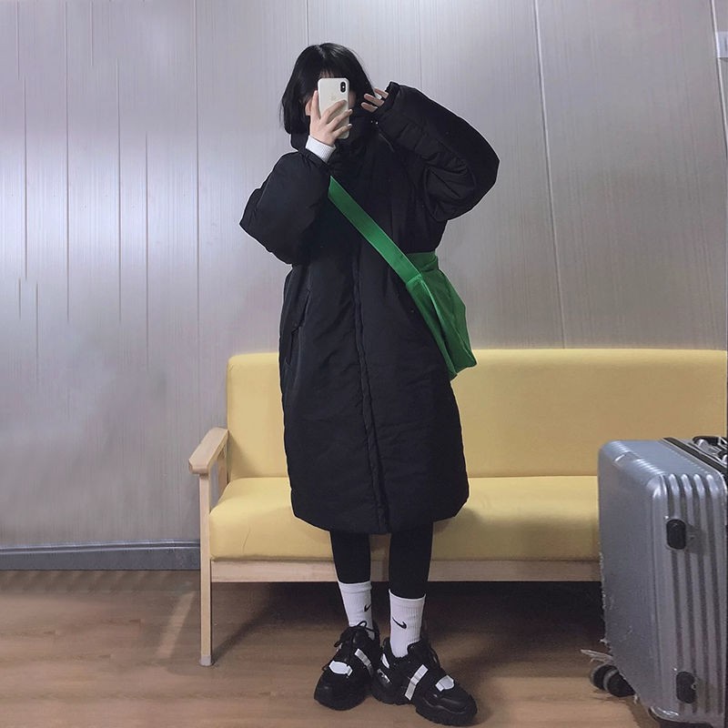Áo Khoác Nữ Dáng Dài Màu Đen Phong Cách Hàn Quốc Thời Trang Mùa Đông 2020