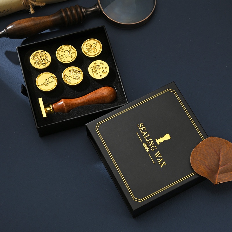 Bộ Con Dấu Đóng Sáp Niêm Phong Thiệp Mời Lưu Niệm Thẻ Bài In Hình Hoa Lá