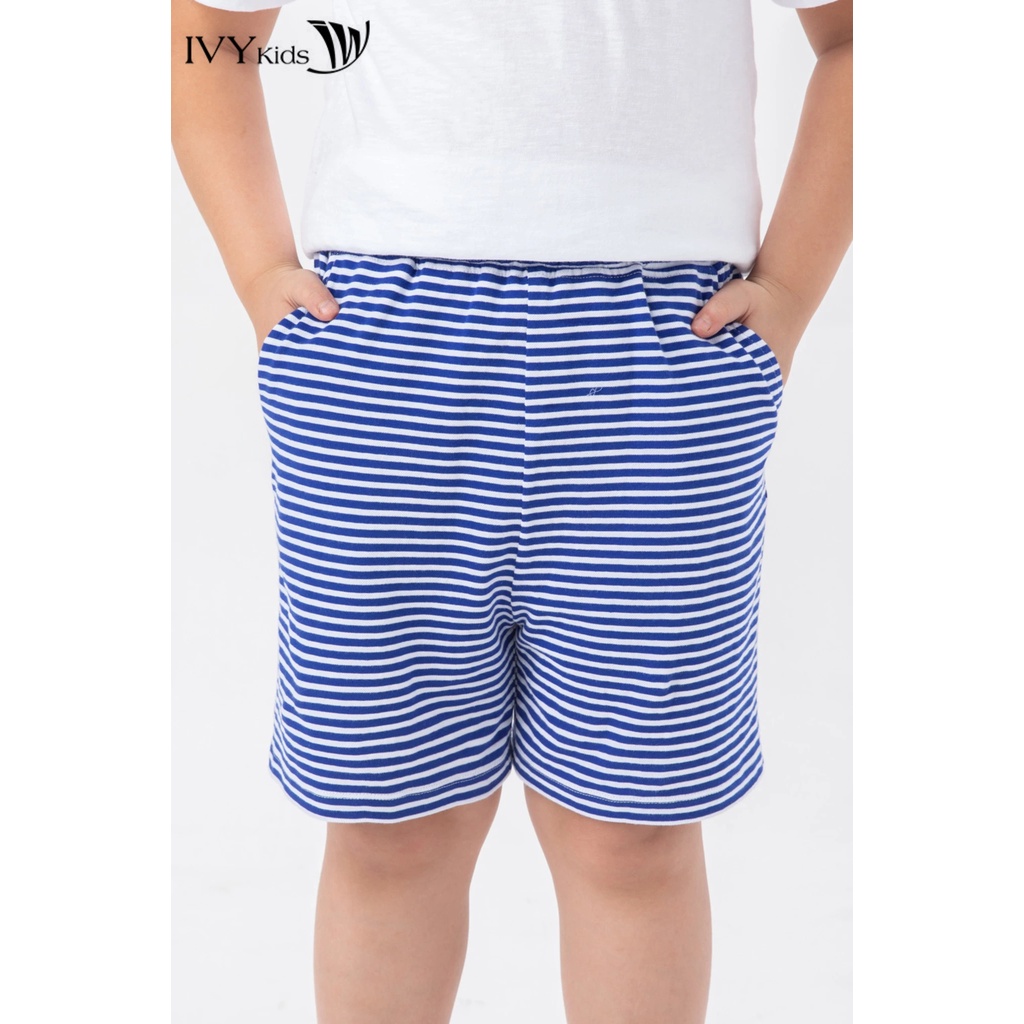 Bộ thun phối sọc bé trai IVY moda MS 57K1452