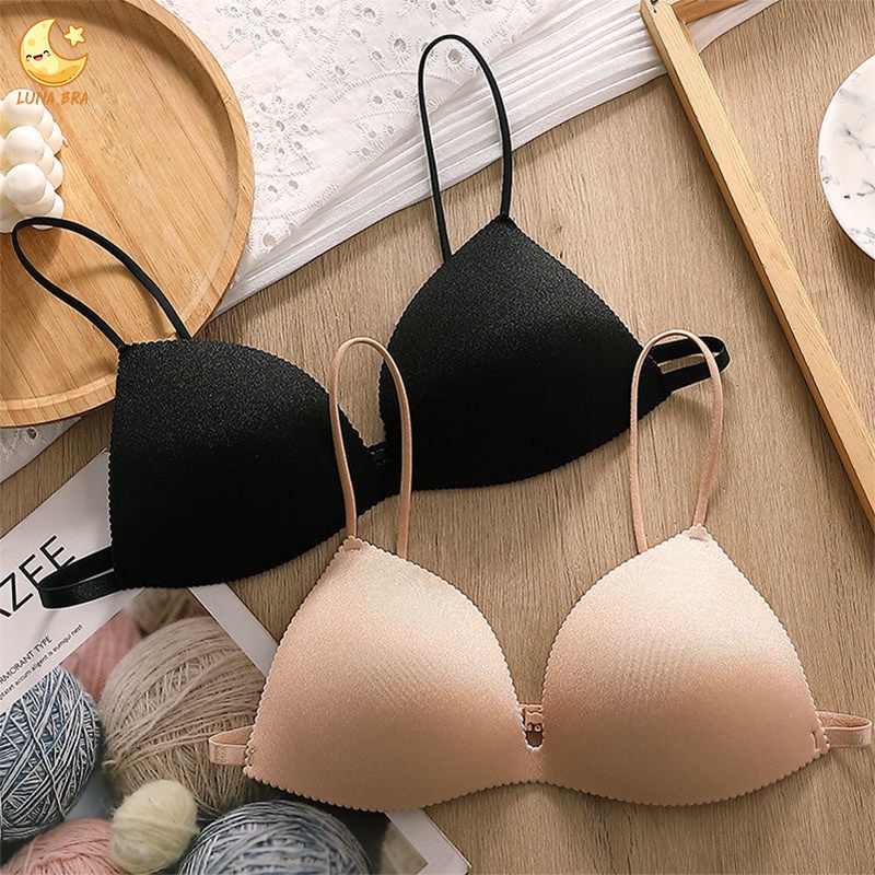LunaBra Cánh BRA Không có viền dưới Dây Nhỏ Dễ Mặc Áo ngực Size 32-36 Đen Màu Thịt BRA-014
