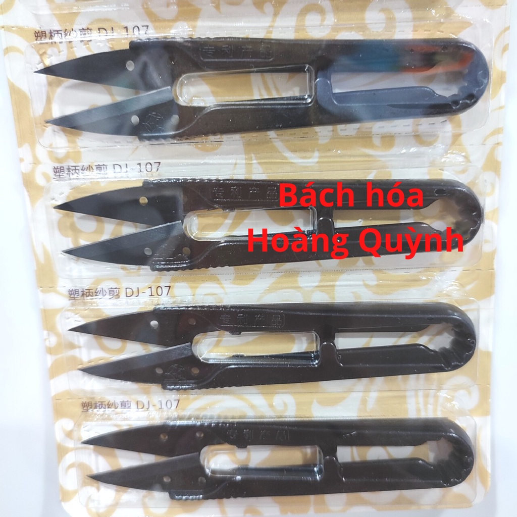 Combo 12 cây kéo bấm chỉ cán nhựa đỏ lưỡi đen DJ107.