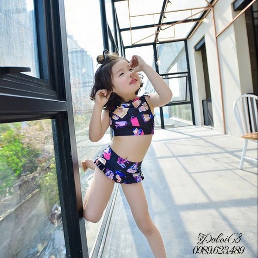 Combo đồ bơi sành điệu cho mẹ (40-67kg) và bé (1-6T) áo yếm, quần cạp cao | BigBuy360 - bigbuy360.vn