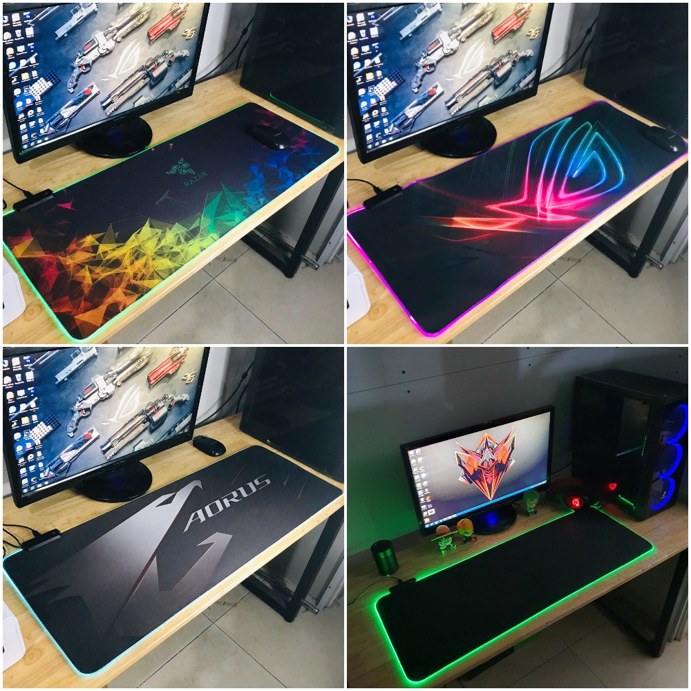 Lót chuột gaming, Pad chuột LED RGB dày 4mm siêu bền