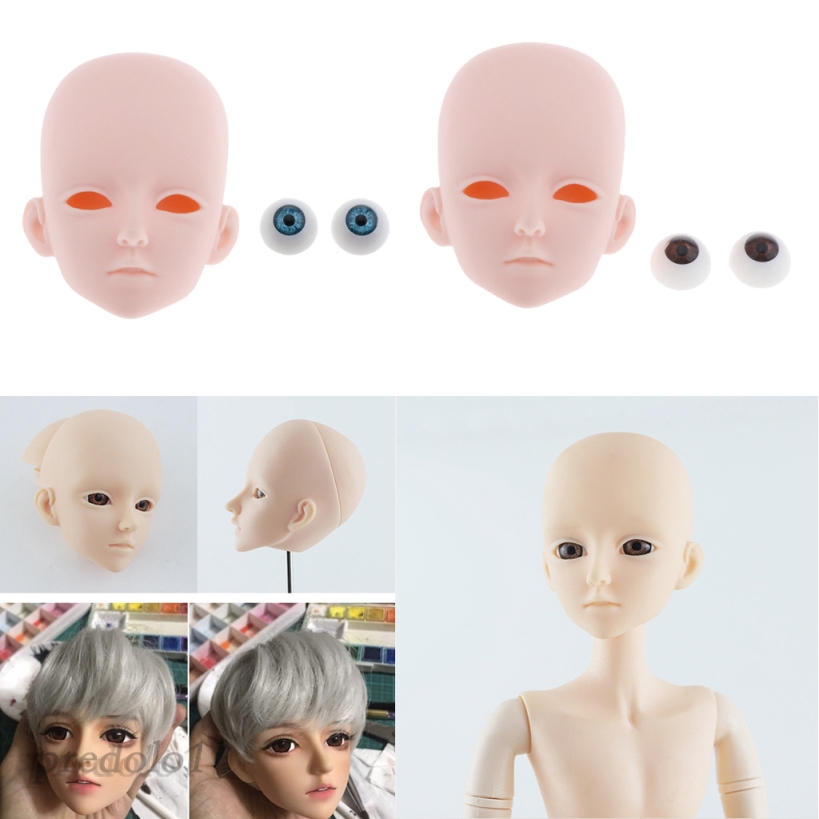 1/3 Doll Makeup Head Mold with 4D Eyes Parts Doll Making Repair Flesh-color