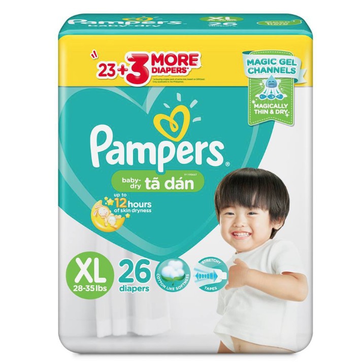 Tã Dán Pampe Mới Size XL26 Miếng Từ 12- 16kg