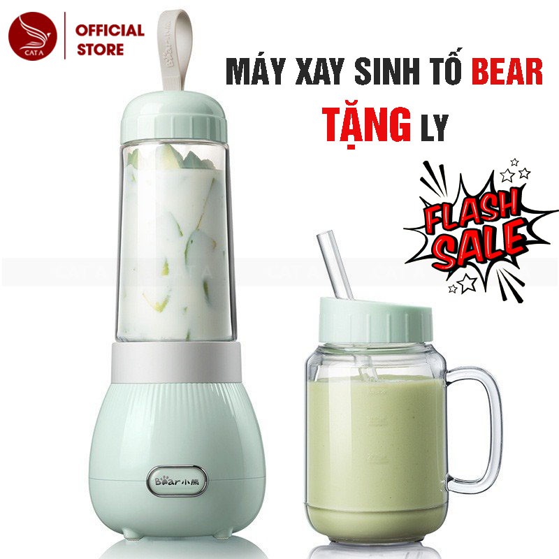 Máy xay sinh tố mini cầm tay BEAR- Dung tích 400ML, 4 lưỡi xay Inox- Nhỏ gọn, tiện lợi, Bảo hành CHÍNH HÃNG!