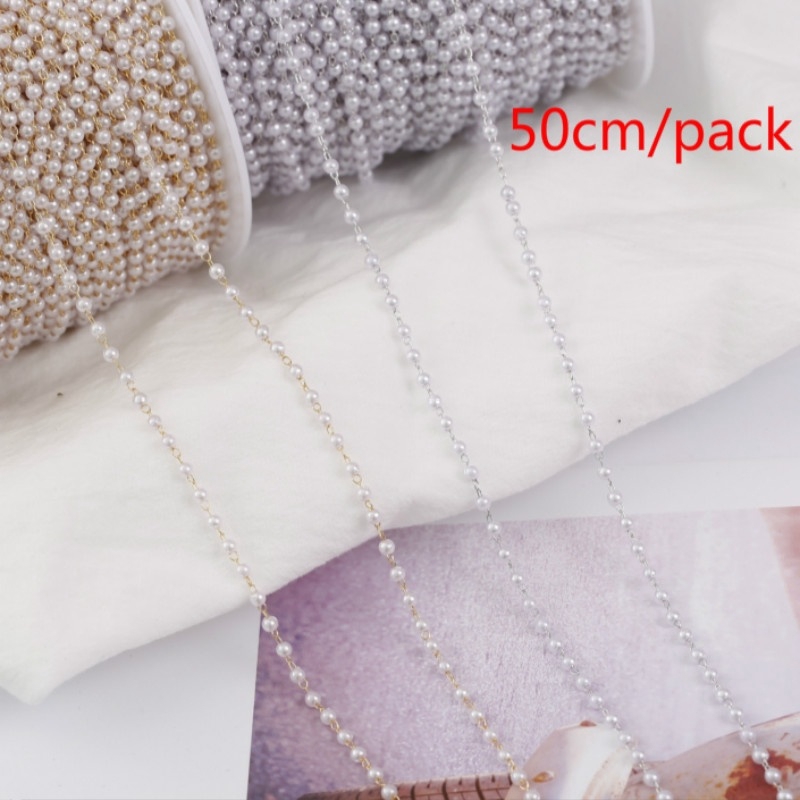 Dây chuyền trang trí hạt ngọc trai giả 3mm dài 50cm nữ tính trẻ trung