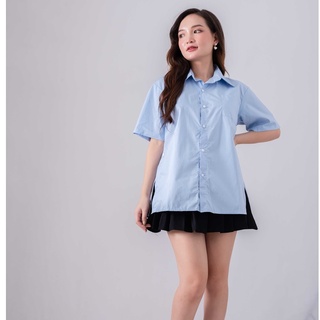 Áo xẻ tà vạt cúc - Aó Sơ mi cổ đức