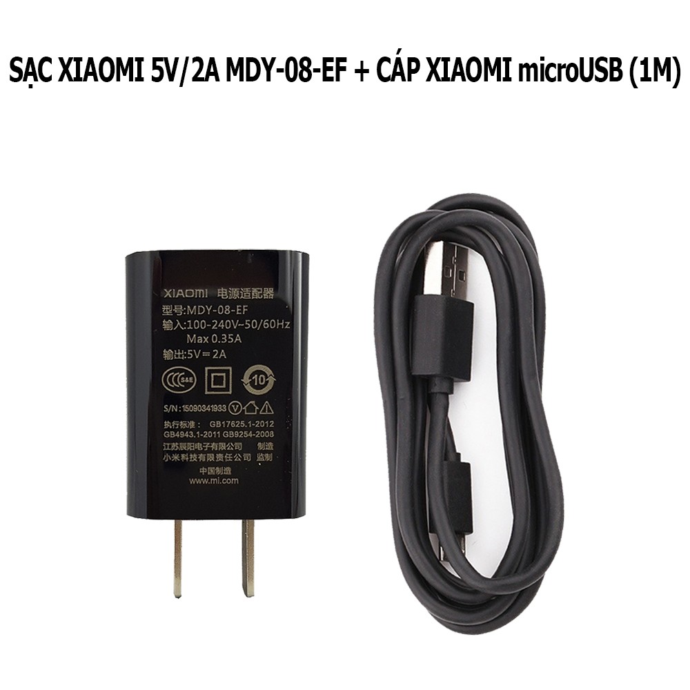 FREESHIP ĐƠN 99K_Combo sạc Xiaomi 5V/2A MDY-08-EF và cáp Xiaomi microUSB 1 mét 2