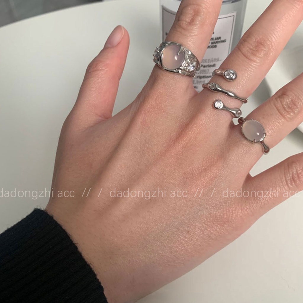 Nhẫn Hở Đính Đá Zircon Phong Cách Retro Tinh Tế Cho Nữ