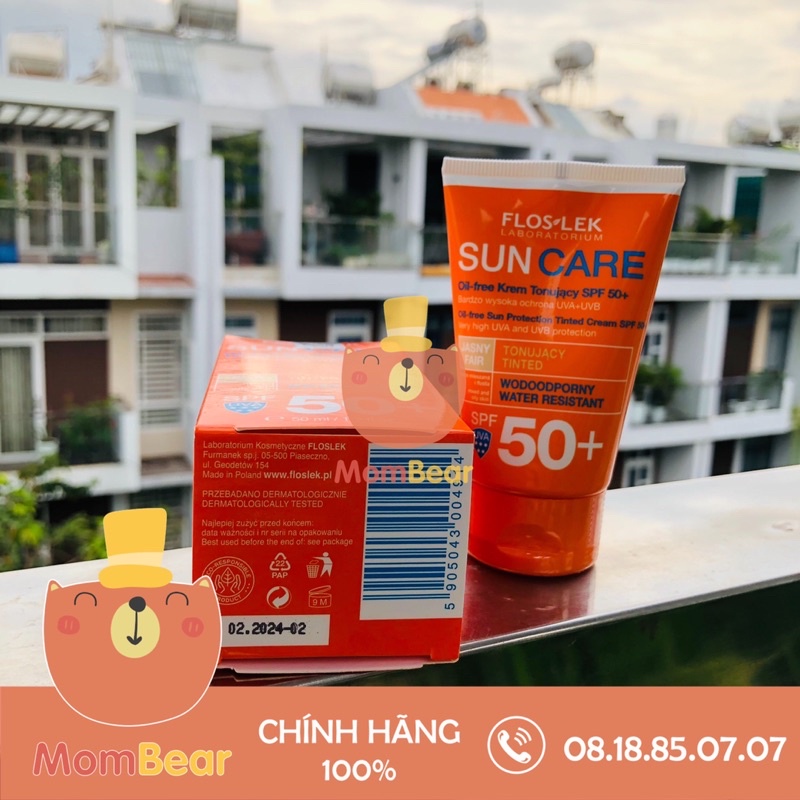 [Hàng Nhập] Kem chống nắng kiềm dầu Floslek Sun Care Oil Free Sun Protection Tinted Cream 50ml