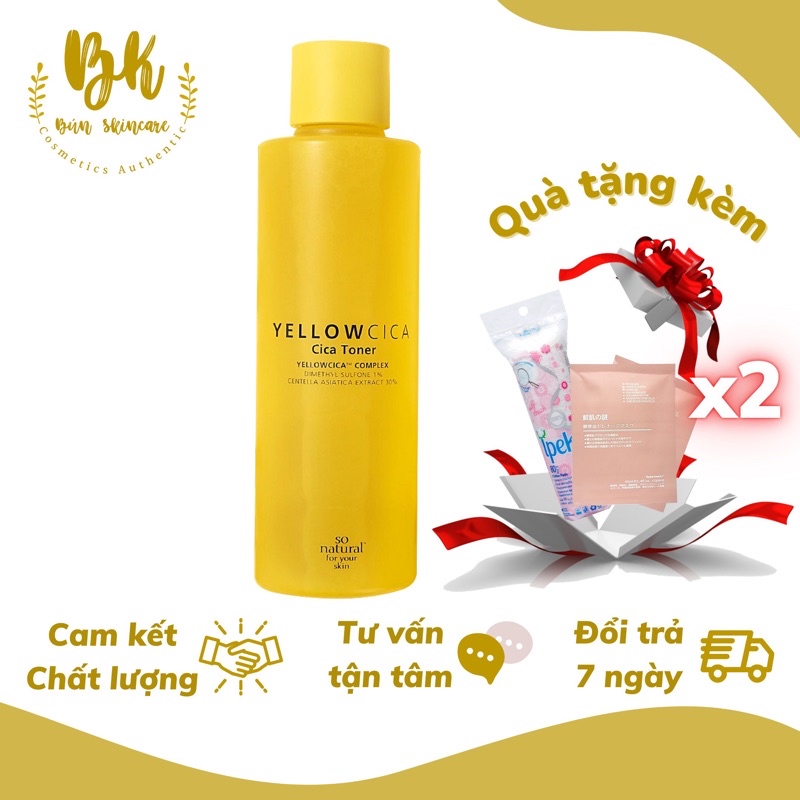 [Mã 44FMCGSALE giảm 8% đơn 500K] Yellow Cica Toner Làm Dịu Mụn Dành Cho mặt So Natural Nhập Khẩu Hàn Quốc Chuẩn 100%