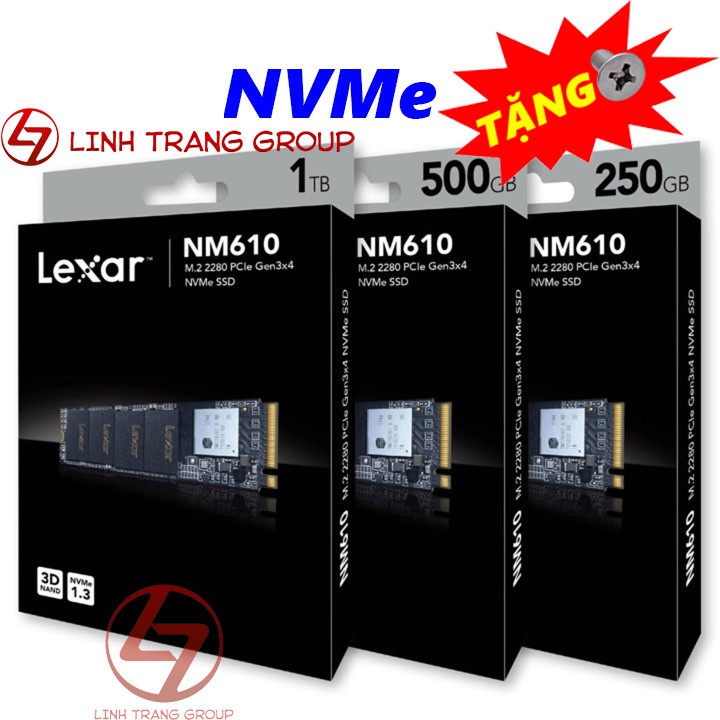 [Mã 159ELSALE hoàn 7% đơn 300K] Ổ cứng SSD PCIe NVMe Lexar NM610 250GB 500GB 1TB - bảo hành 3 năm SD20 SD21 SD22