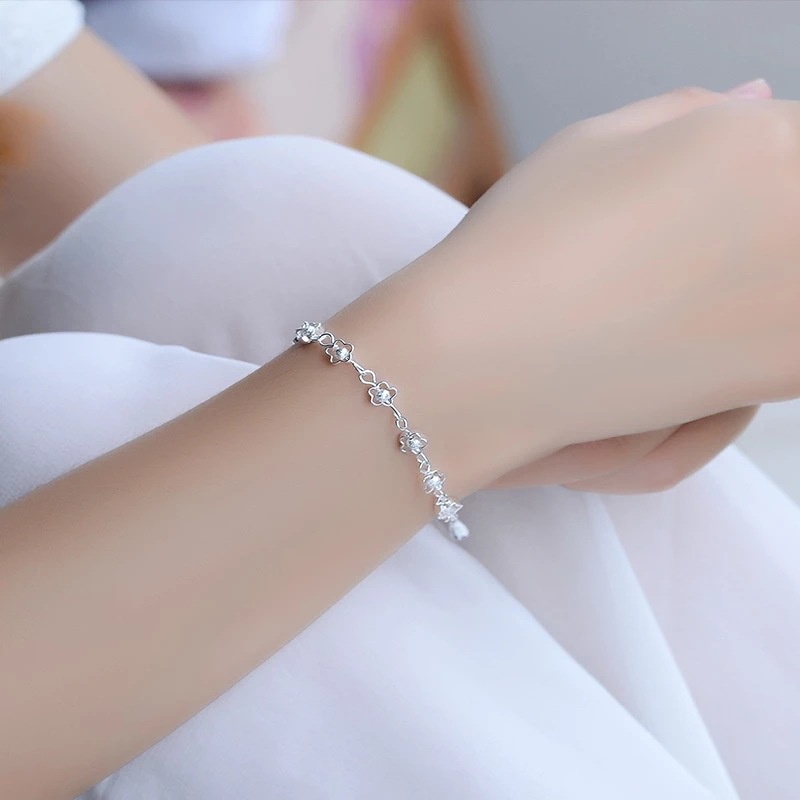 Lắc tay nữ hình hoa nhỏ xinh, bạc S925 - LT119