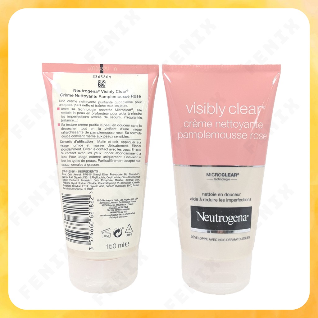 Sữa Rửa Mặt Neutrogena Dạng Kem 150ml -Pháp / Sữa rửa mặt dạng kem Neutrogena Creme Nettoyante pamplemousse Rose