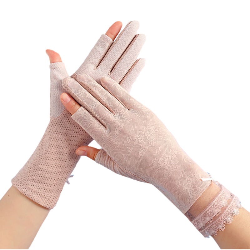 Găng Tay Lưới Hở Ngón Chống Nắng Cho Nữ