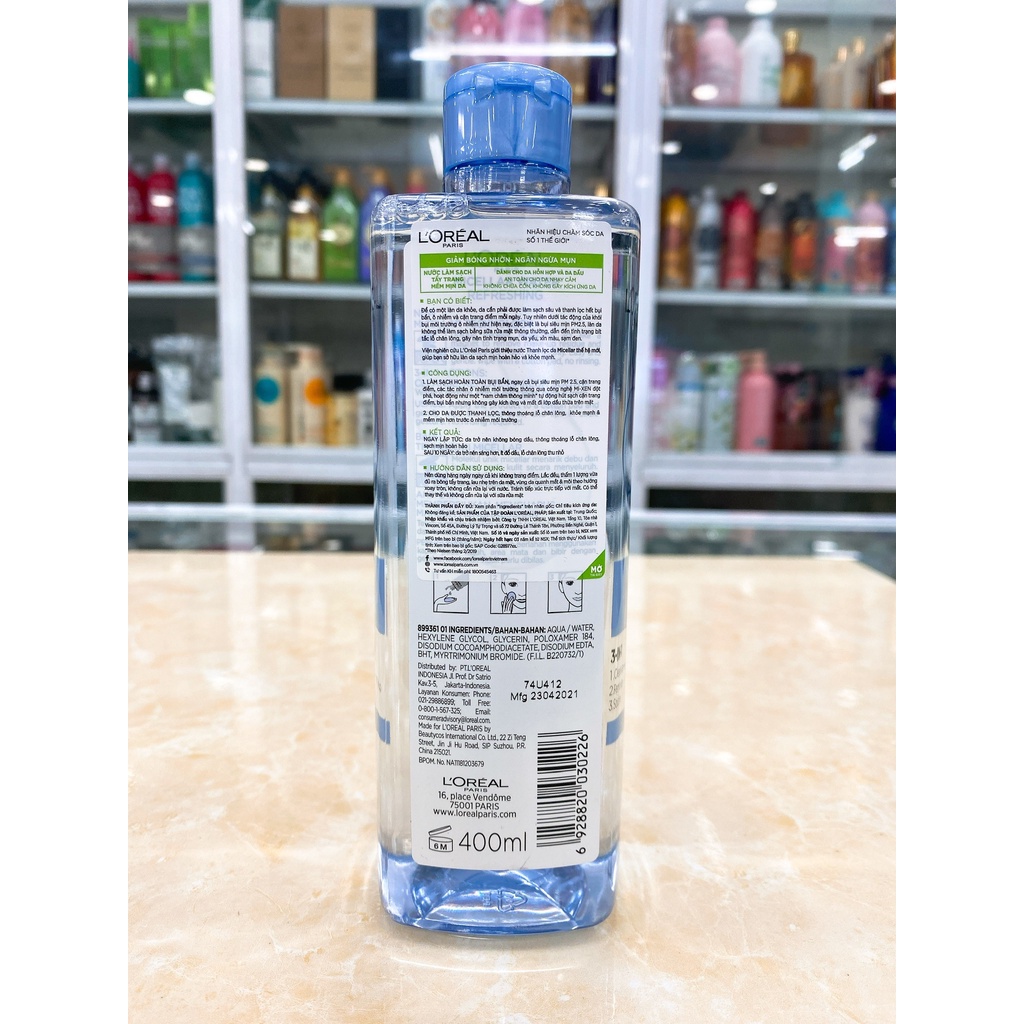 (400ml) Nước Tẩy Trang L'Oreal Paris Micellar Water Chính Hãng Công Ty