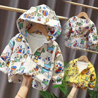 Áo khoác có nón in họa tiết cá tính cho bé