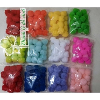 Quả bông pompom 2,5cm dạy trẻ nhận biết màu sắc làm đồ hanmade