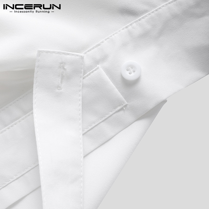 Áo khoác cardigan INCERUN tay dài cổ cao màu trắng thời trang dành cho nam