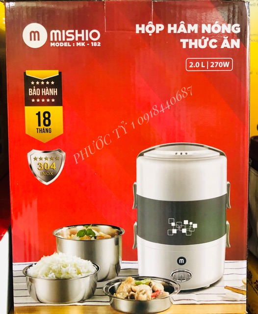 Hộp hâm, nấu, luộc nóng thức ăn Mishio MK-182 inox 304 - CHÍNH HÃNG