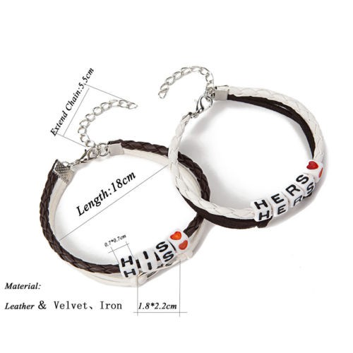 Vòng Tay Đính Hạt Chữ His / Hers Cho Cặp Đôi