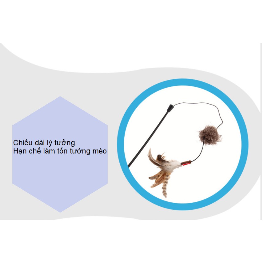 Gigwi Cần câu dài với lông vũ, quả cầu